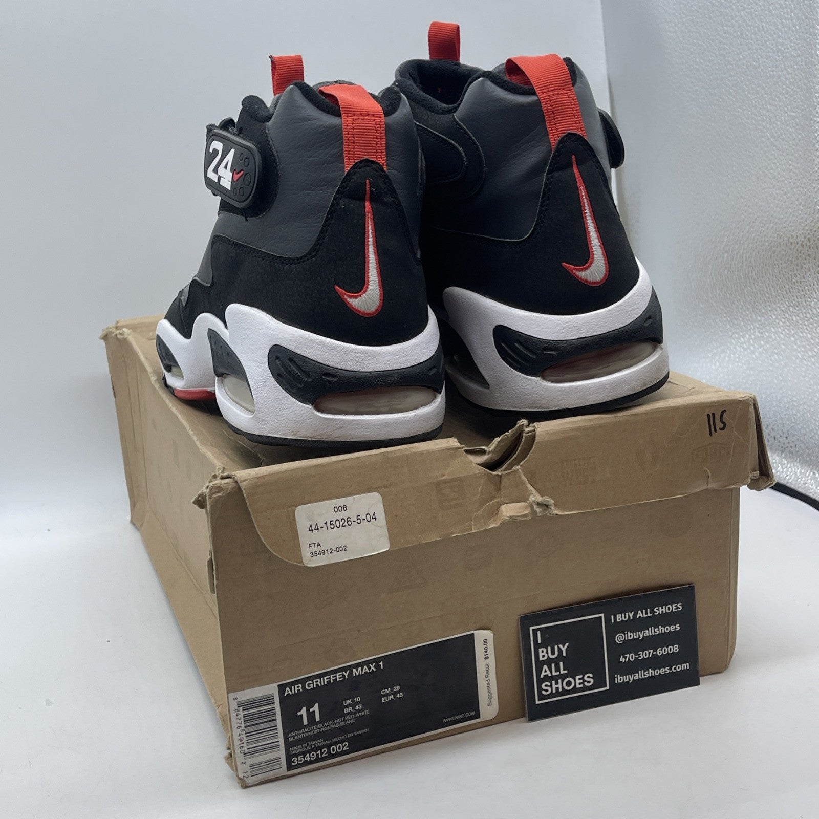 Size 11 - Nike Air Griffey Max 1 Anthracite Black Suede Leather (354912-002)