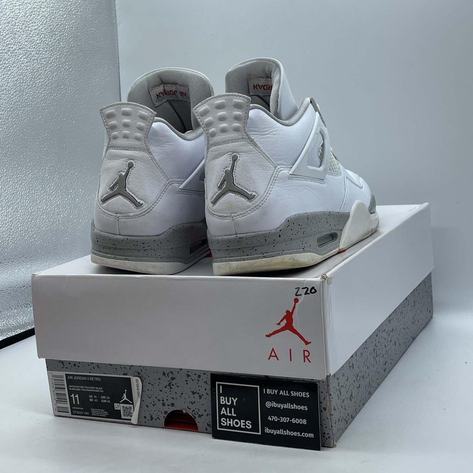 Size 11 - Jordan 4 Retro Mid White Oreo Grey Red Leather (CT8527-100)