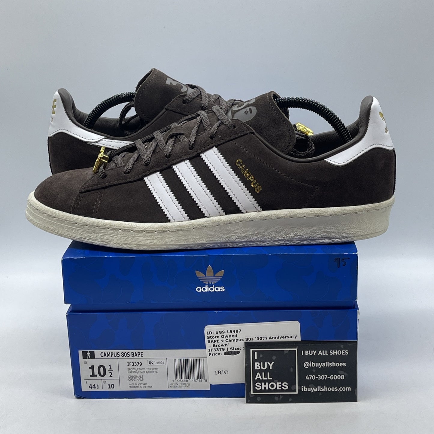 Size 10.5 - adidas BAPE x Campus 80s 30th Anniversary - Brown White (IF3379)