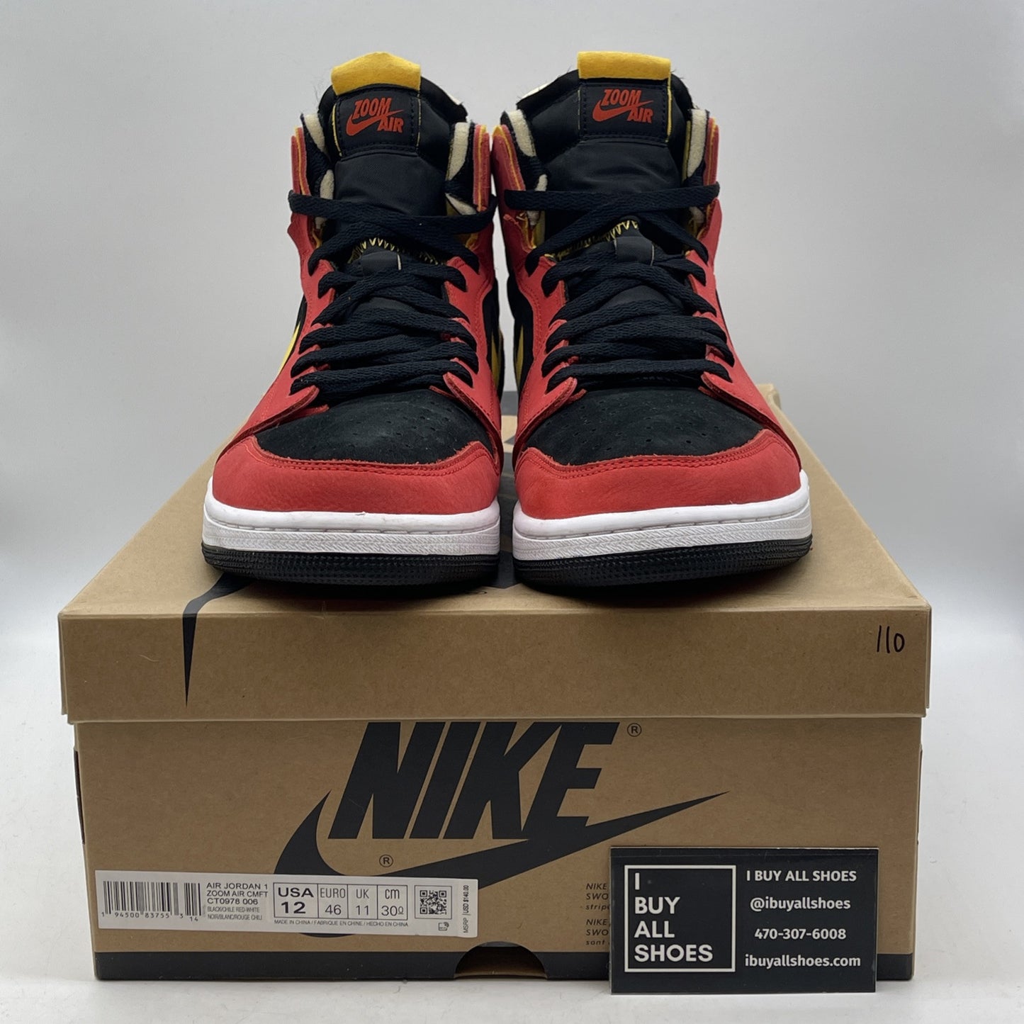 Size 12 - Air Jordan 1 Zoom Comfort High Chile Red Black Suede (CT0978-006)