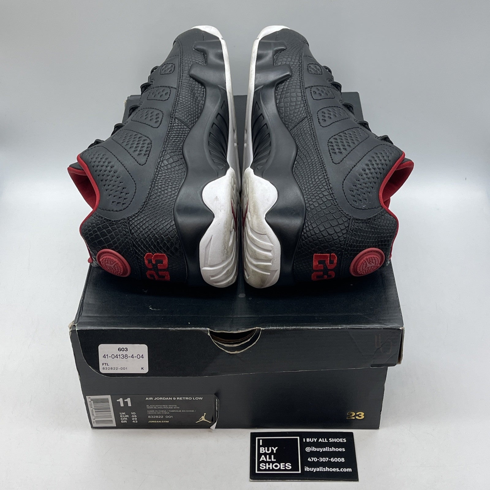 Size 11 - Air Jordan 9 Retro Low Snakeskin Black Red Leather (832822-001)
