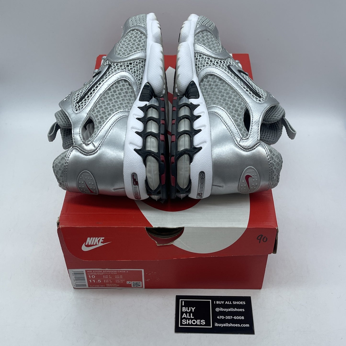 Size 10 - New Nike Zoom Spiridon Caged 2 Metallic Silver 2024 Authentic Low