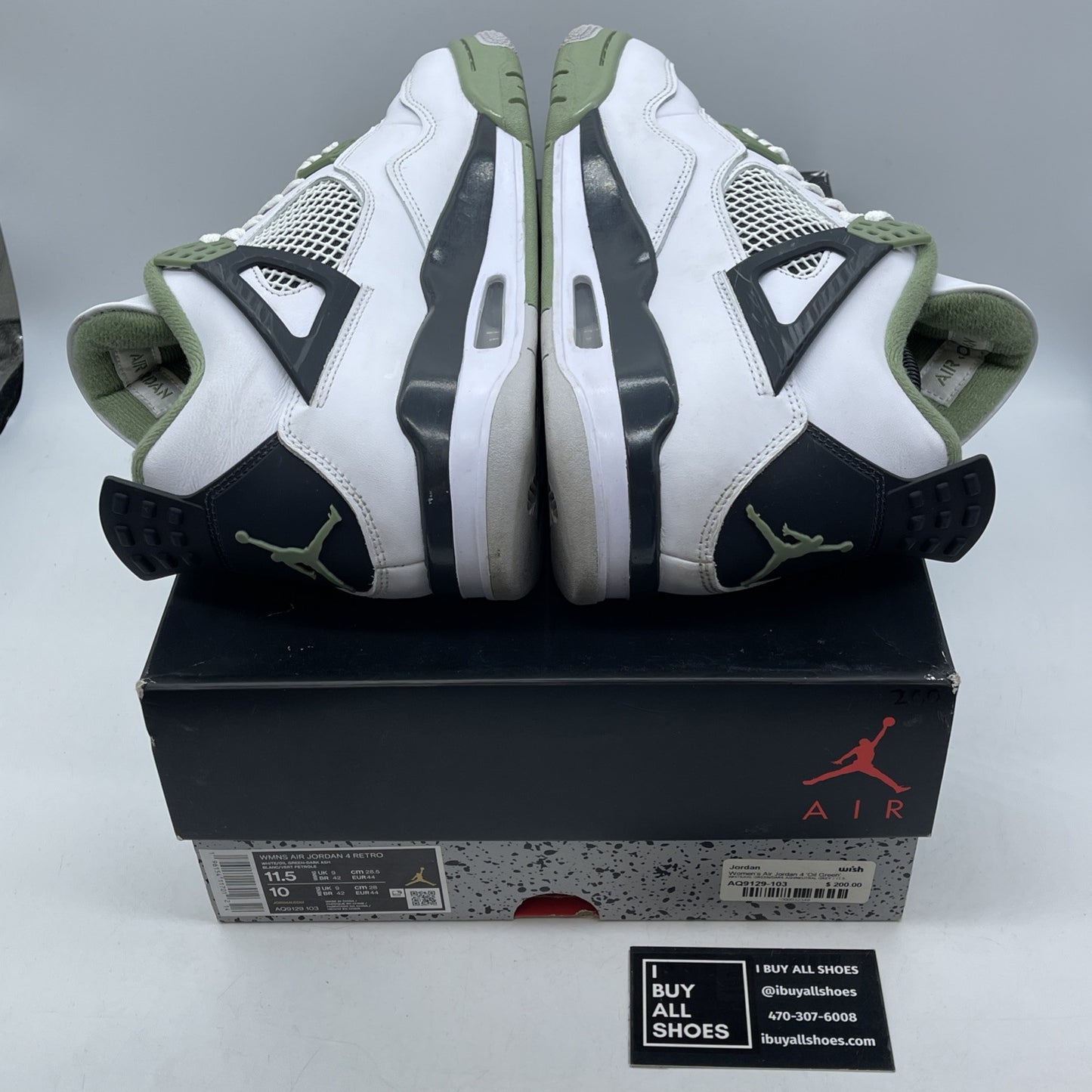 Size 11.5W - Jordan 4 Retro Mid Seafoam Green White Leather (AQ9129-103)