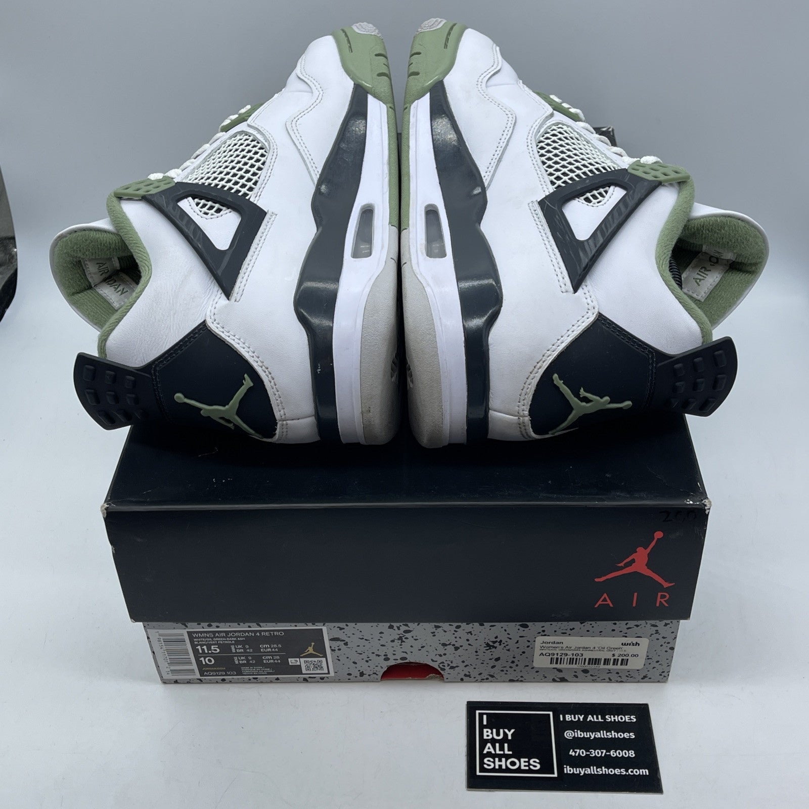 Size 11.5W - Jordan 4 Retro Mid Seafoam Green White Leather (AQ9129-103)