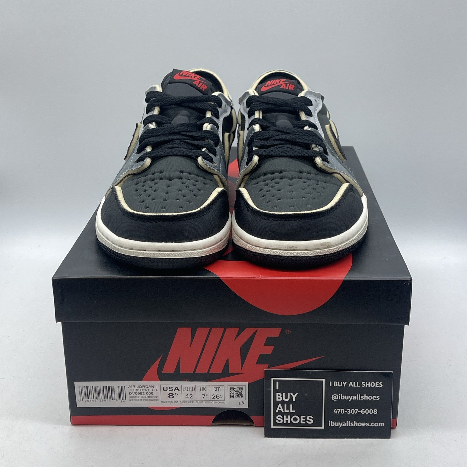 Size 8.5 - Jordan 1 Retro Low OG EX Dark Smoke Gray Suede (DV0982-006)