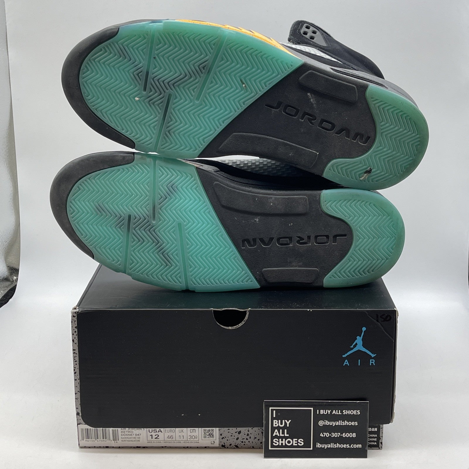 Size 12 - Jordan 5 Retro Mid Aqua Blue Yellow Black Suede (DD0587-047)