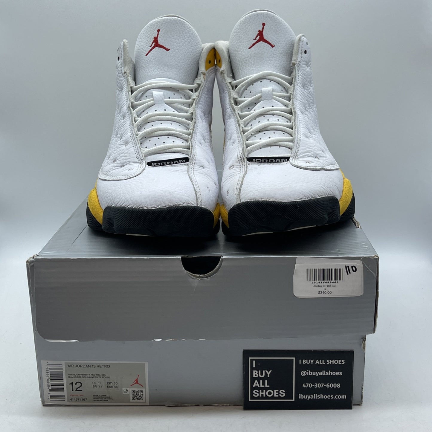 Size 12 - Jordan 13 Del Sol Yellow White Suede Leather (414571-167)