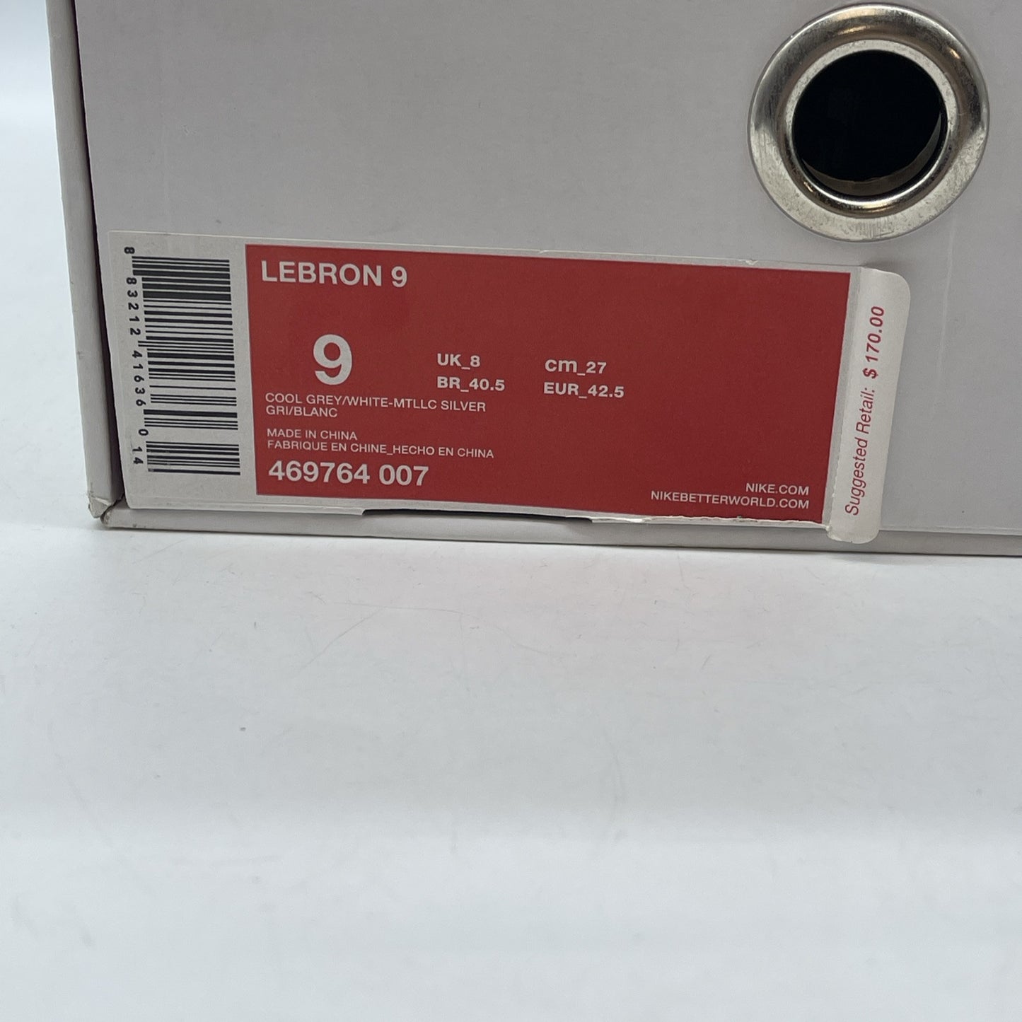 Size 9 - Nike LeBron 9 Cool Grey White Suede Leather (469764-007)