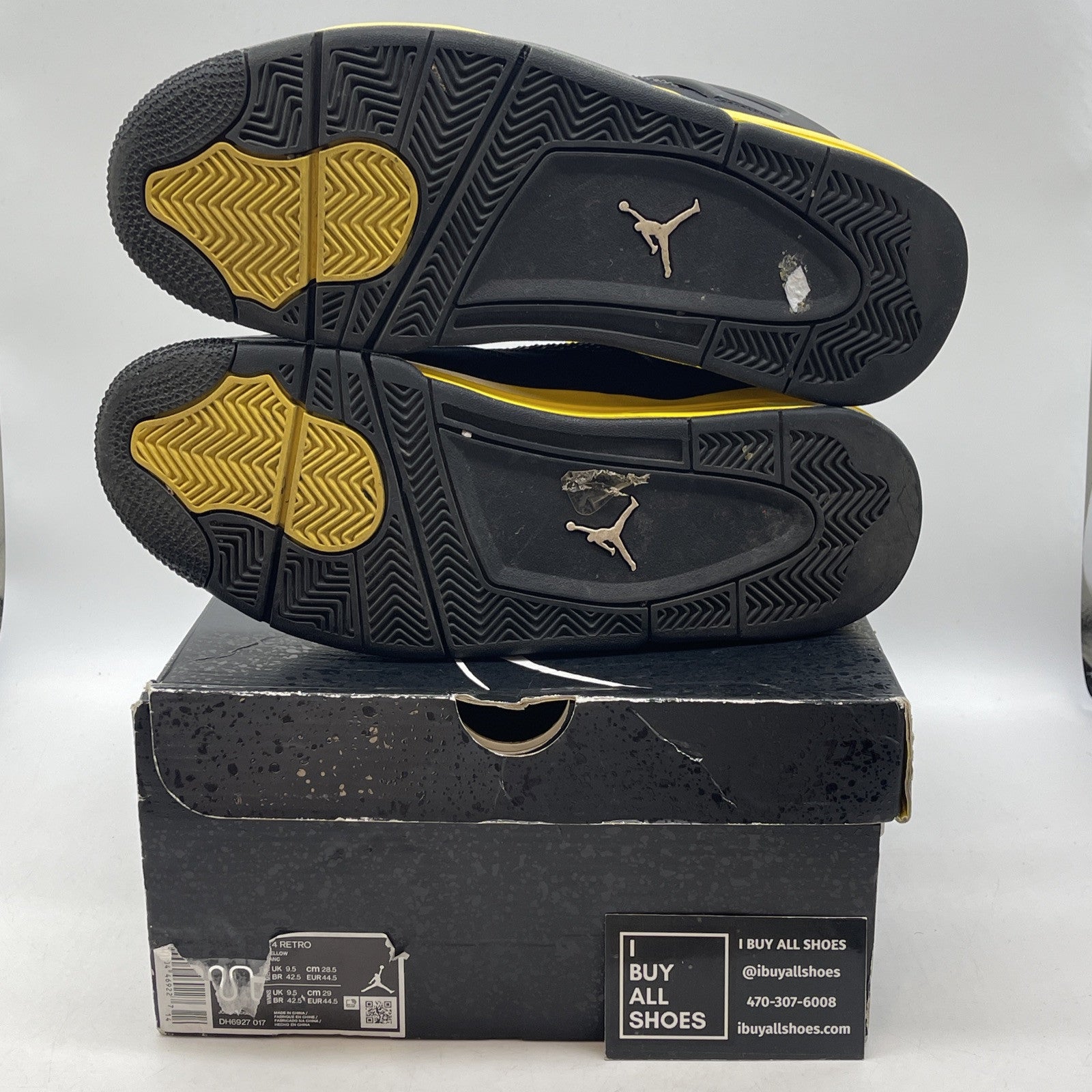 Size 10 - Jordan 4 Retro Mid Thunder Yellow Black White Suede (DH6927-017)