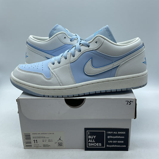 Size 11 - Jordan 1 Low SE Reverse Ice Blue White Suede Leather (DV1299-104)