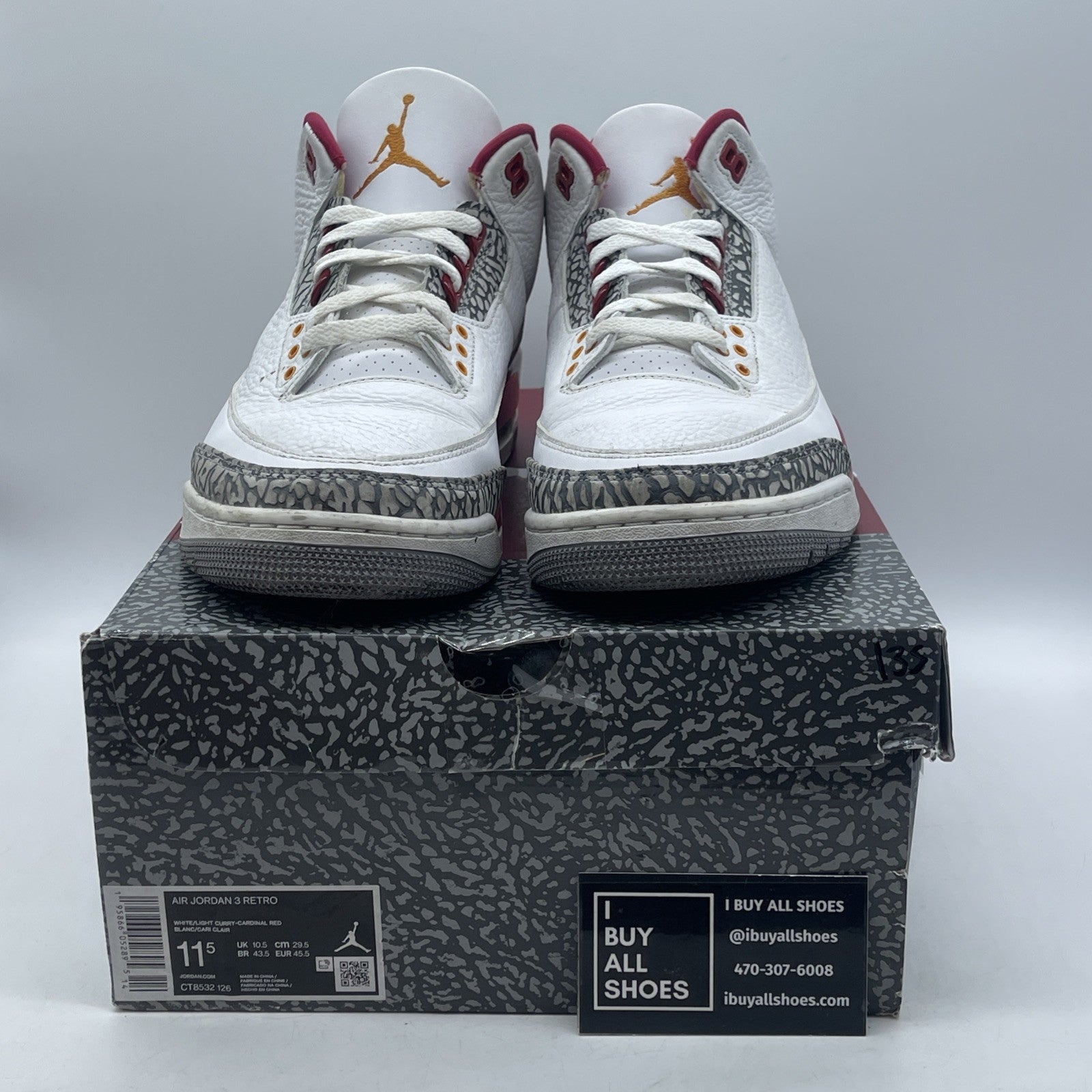 Size 11.5 - Jordan 3 Retro Mid Cardinal Red White Grey Suede (CT8532-126)