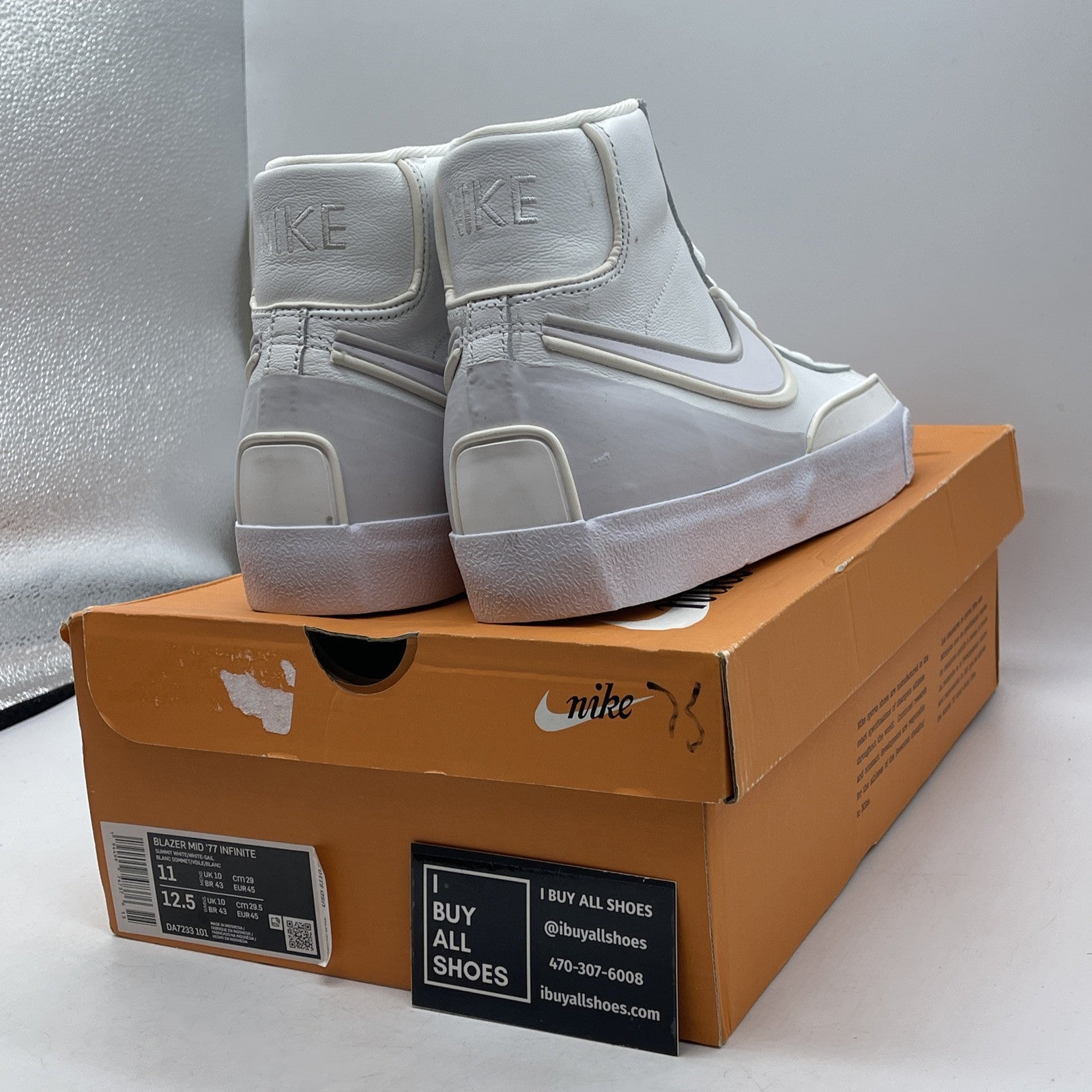 Size 11 - Nike Blazer '77 Infinite Mid Summit White Grey Leather (DA7233-101)