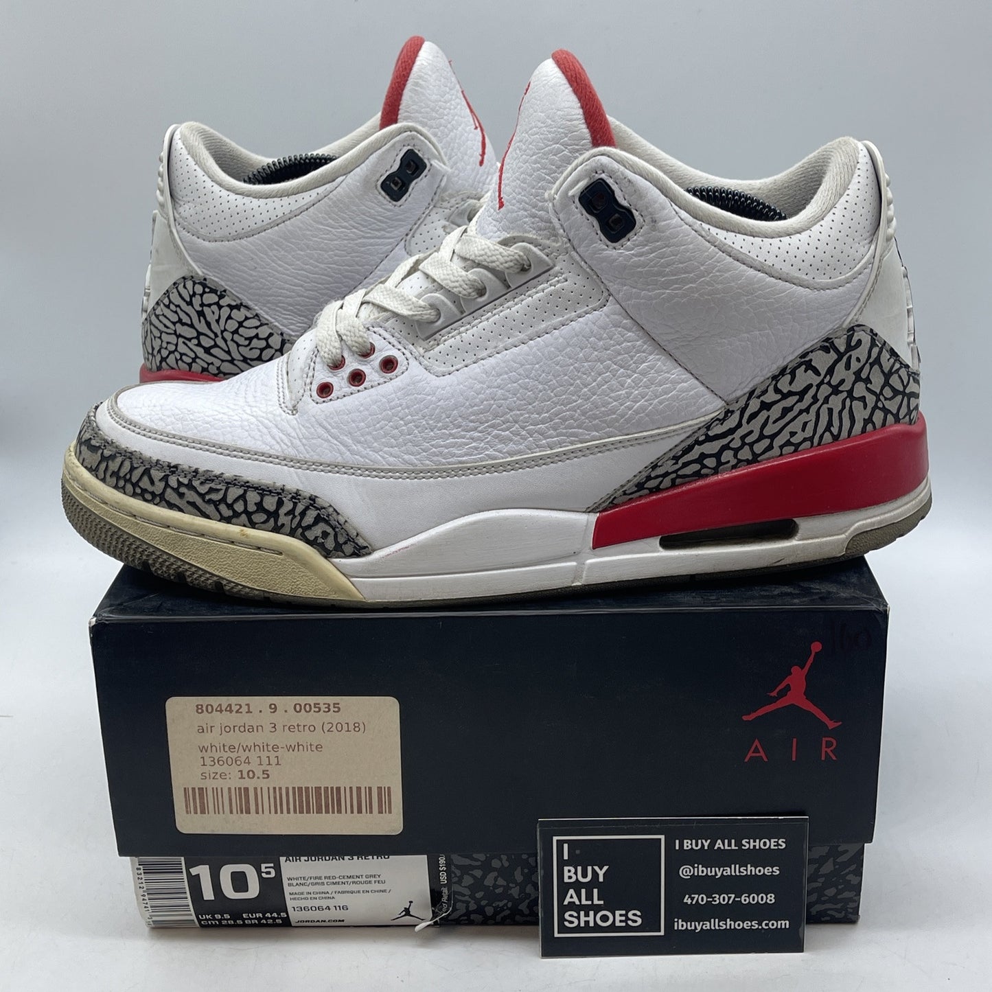 Size 10.5 - Jordan 3 Retro Hall of Fame 2018 Leather Suede (136064-116)