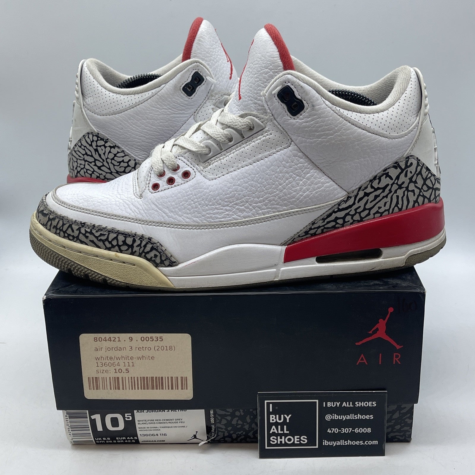 Size 10.5 - Jordan 3 Retro Hall of Fame 2018 Leather Suede (136064-116)
