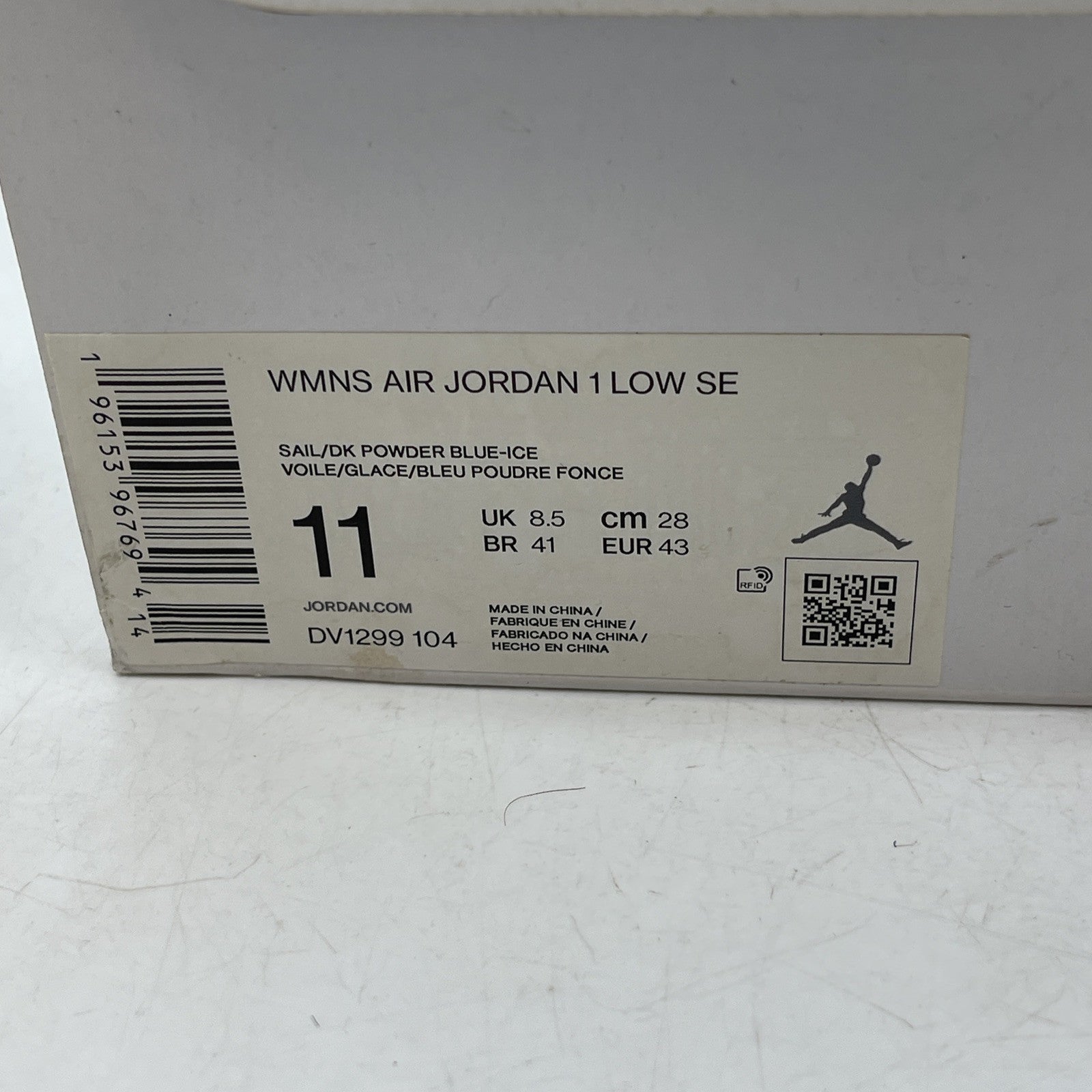 Size 11 - Jordan 1 Low SE Reverse Ice Blue White Suede Leather (DV1299-104)