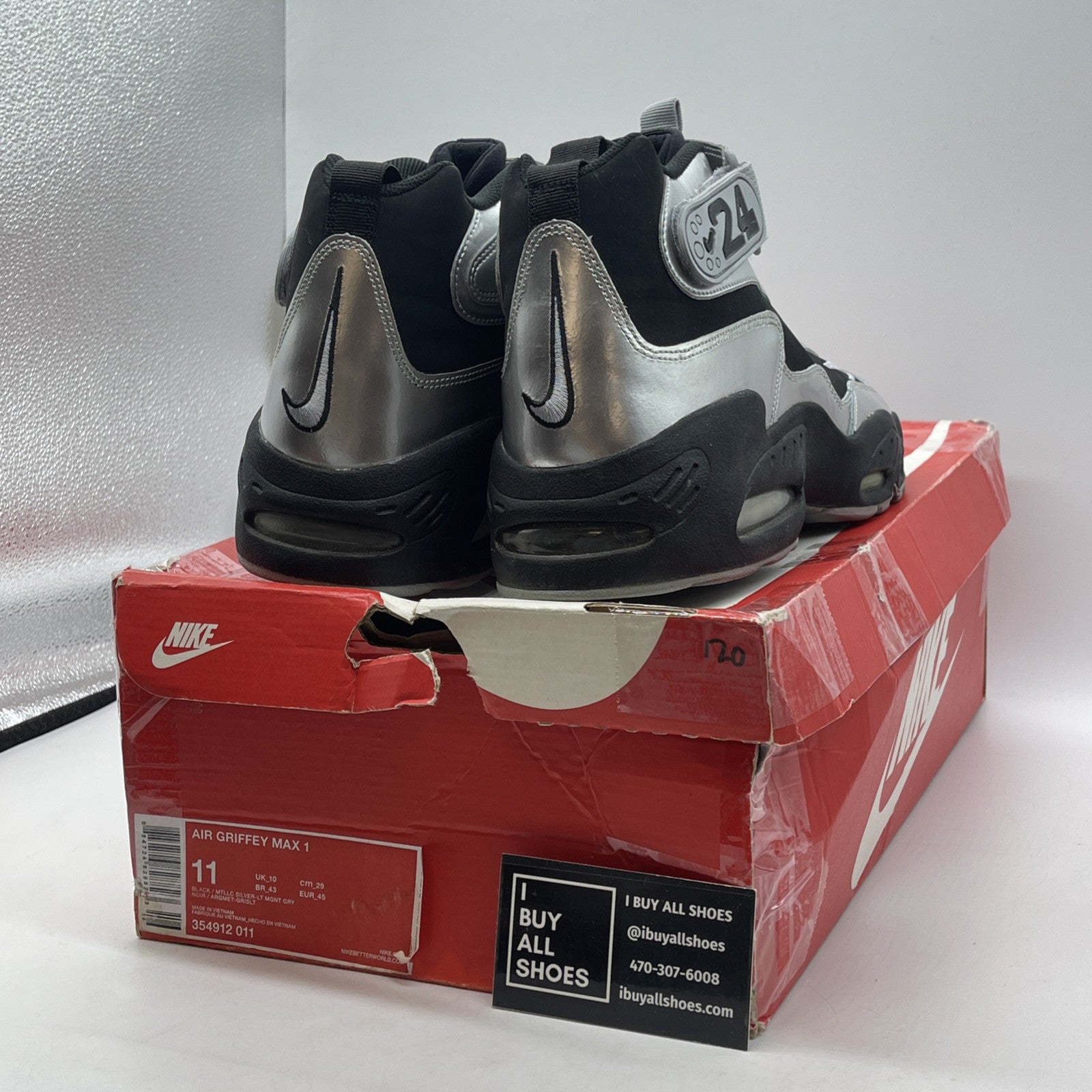 Size 11 - Nike Air Griffey Max 1 Black Metallic Suede Leather (354912-011)