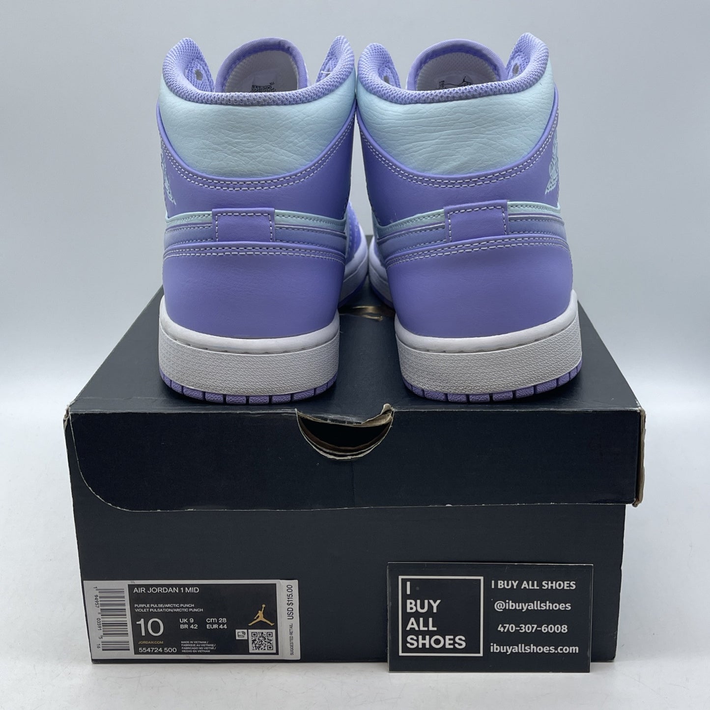 Size 10 - Air Jordan 1 Mid Purple Pulse Purple Blue Leather (554724-500)