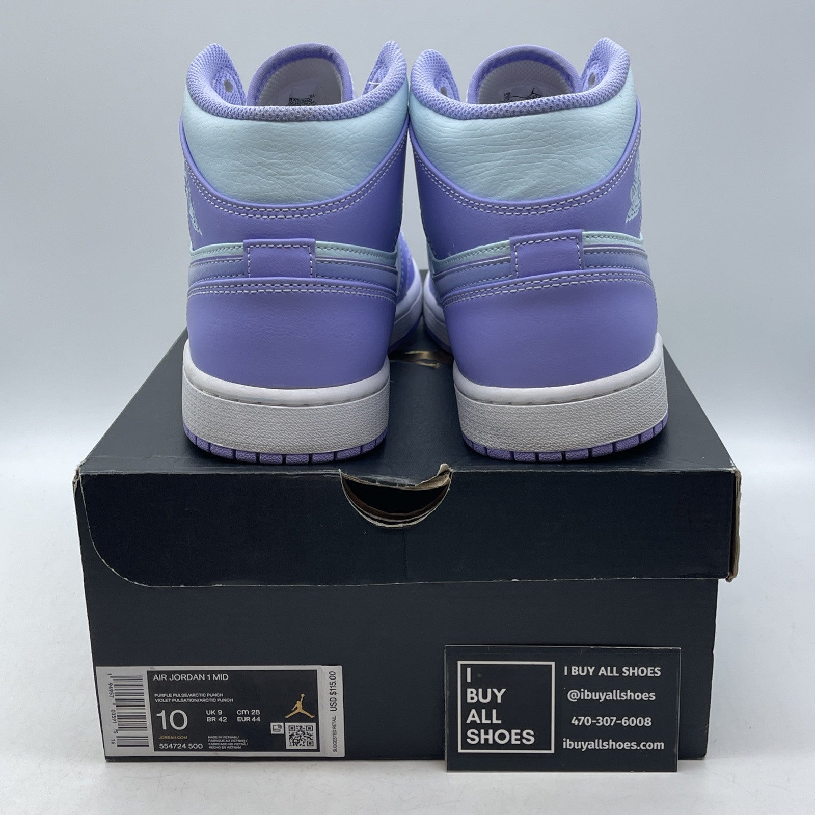 Size 10 - Air Jordan 1 Mid Purple Pulse Purple Blue Leather (554724-500)
