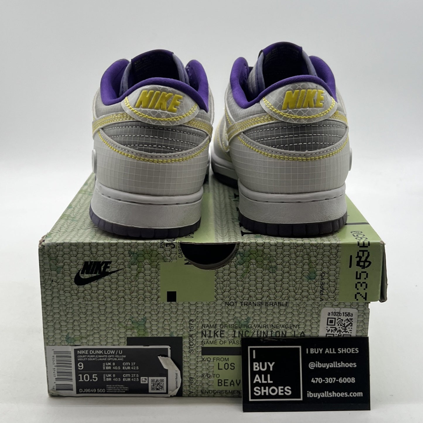 Size 9 - Nike Union LA x Dunk Low Passport Pack - Court Purple (DJ9549-500)