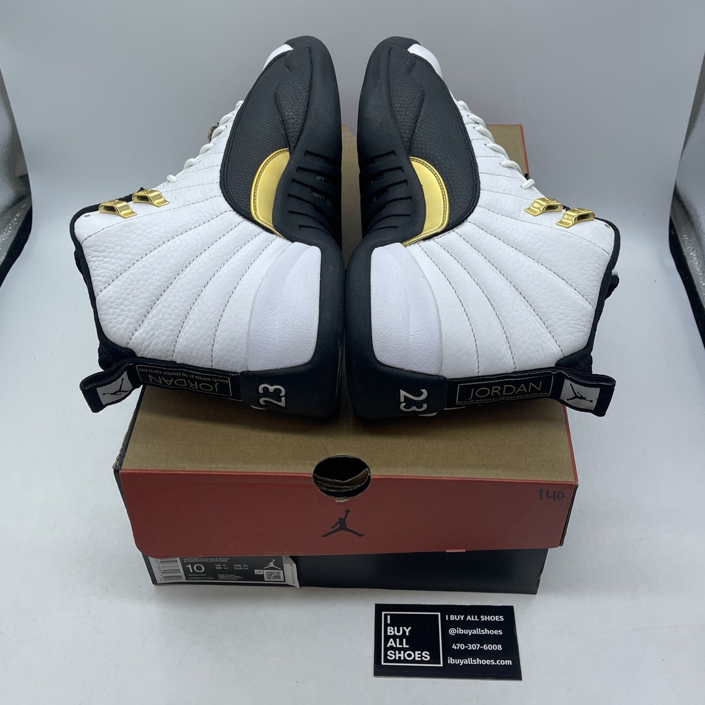 Size 10 - Jordan 12 Royalty White Black Gold Suede (CT8013-170)
