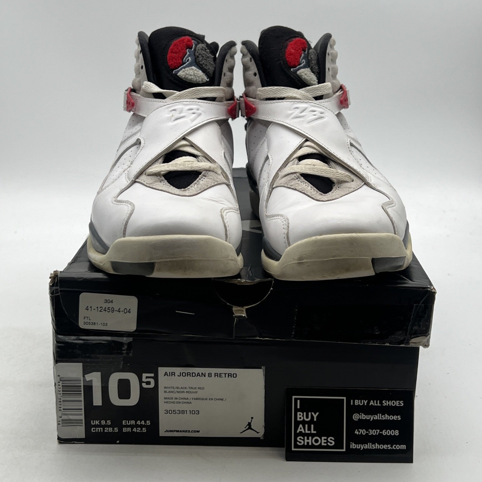Size 10.5 - Air Jordan 8 Retro White 2013 (305381-103)