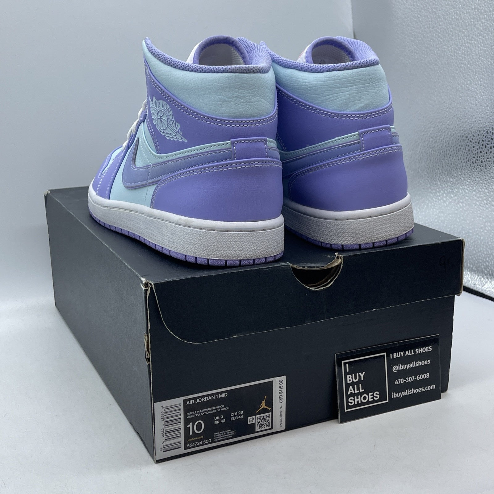 Size 10 - Air Jordan 1 Mid Purple Pulse Purple Blue Leather (554724-500)