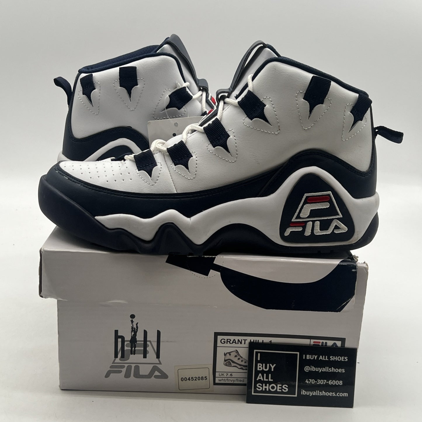 Size 8.5 - Fila Grant Hill 1 (1BM00636-125) Mens White Athletic Basketball