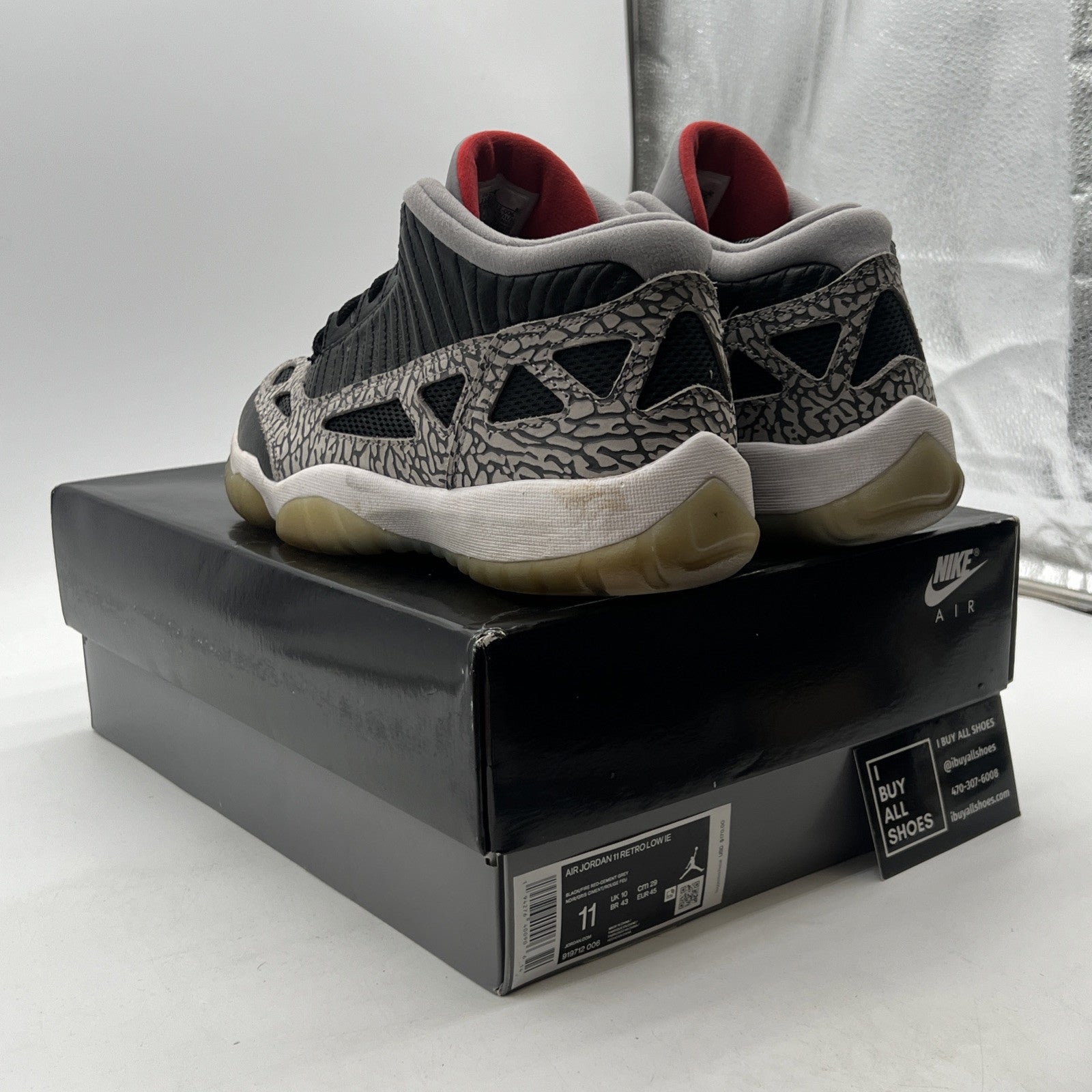 Size 11 - Air Jordan 11 Retro IE Low Black Cement (919712-006)