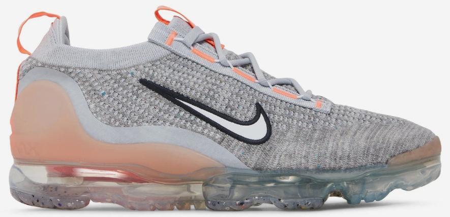 Size 9.5 - Nike Air VaporMax 2021 Flyknit Grey Fog Bright Mango