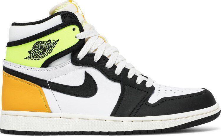Size 7Y- Jordan 1 Retro High OG Volt White Black Leather (575441-118)