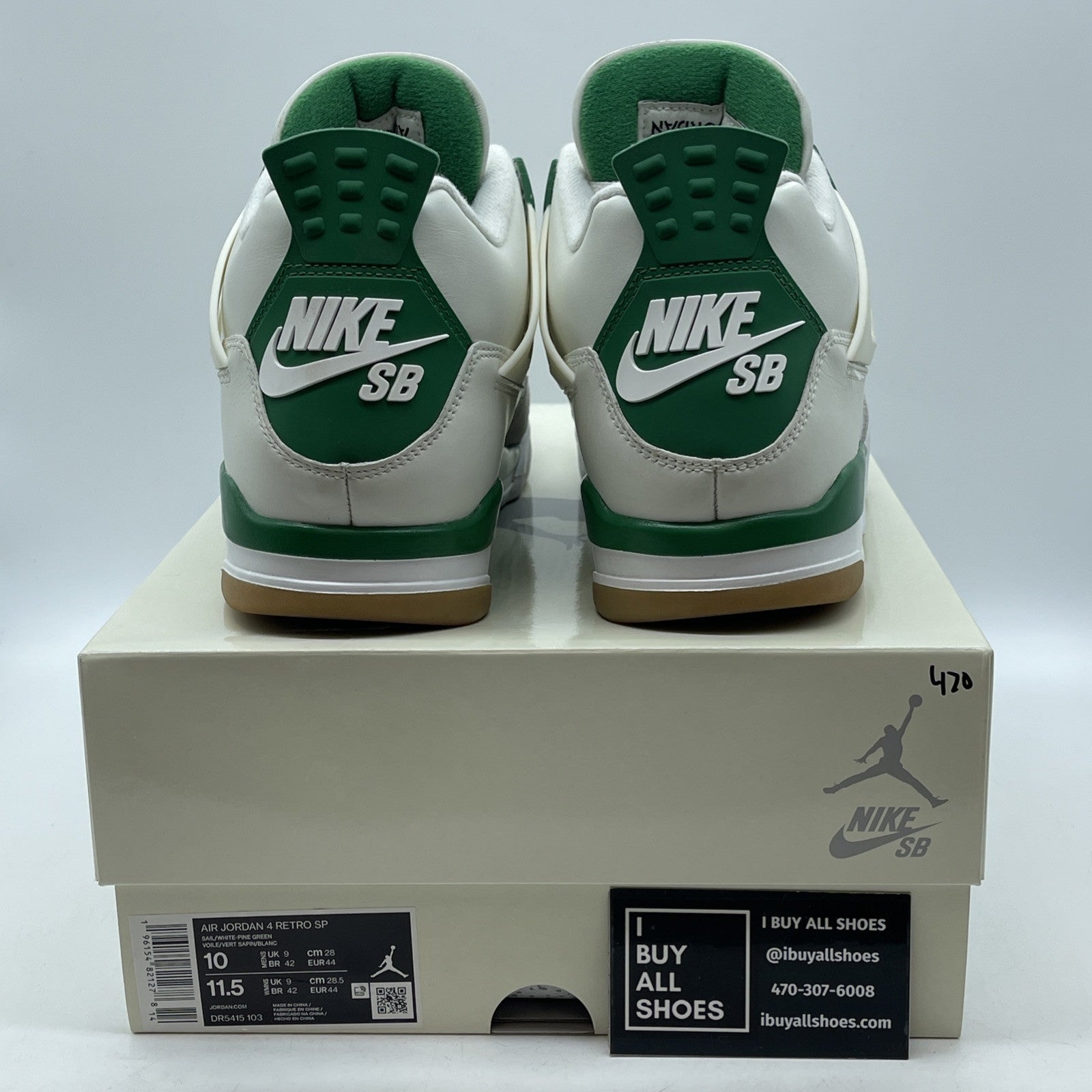 Size 10 - Jordan 4 Retro SP x Nike SB Mid Pine Green White Leather (DR5415-103)
