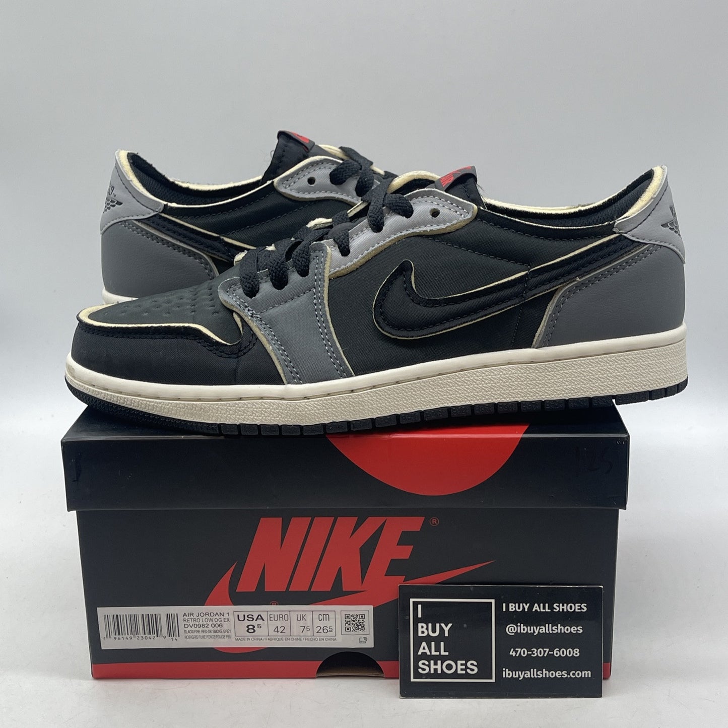 Size 8.5 - Jordan 1 Retro Low OG EX Dark Smoke Gray Suede (DV0982-006)
