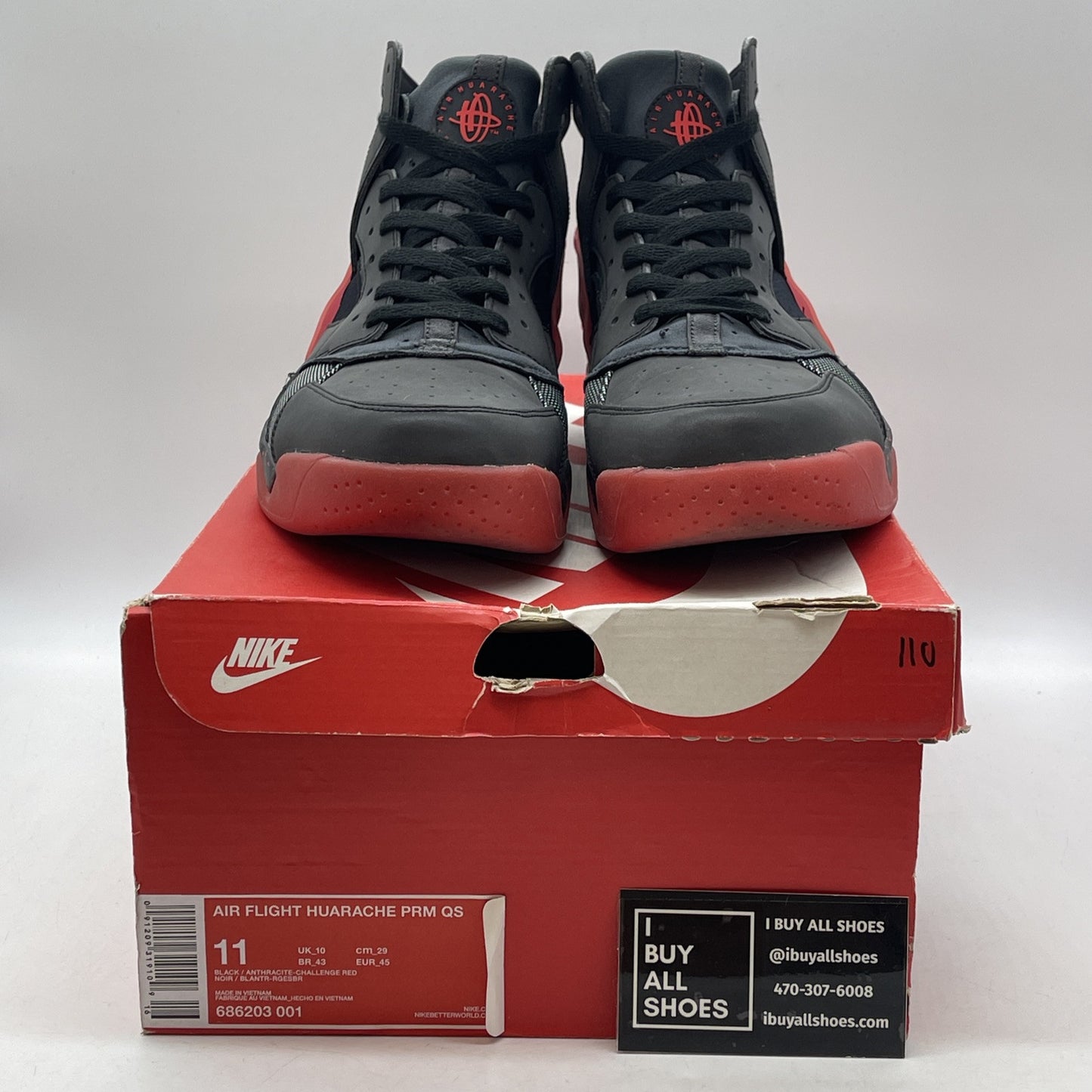 Size 11 - Nike Air Flight Huarache PRM QS Love/Hate Pack Suede (686203-001)