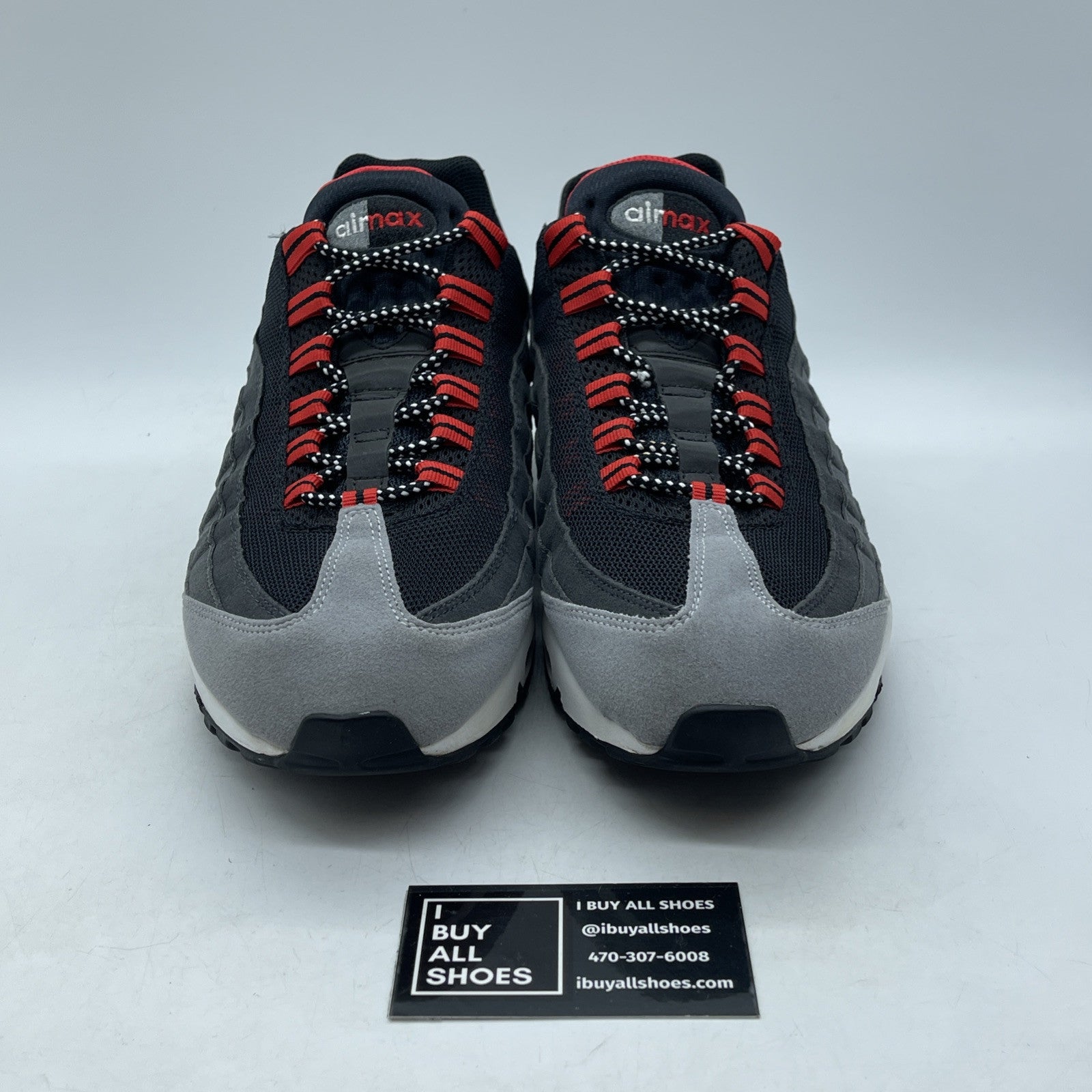 Size 11.5 - Nike Air Max 95 Black Grey Red Suede (609048-066)