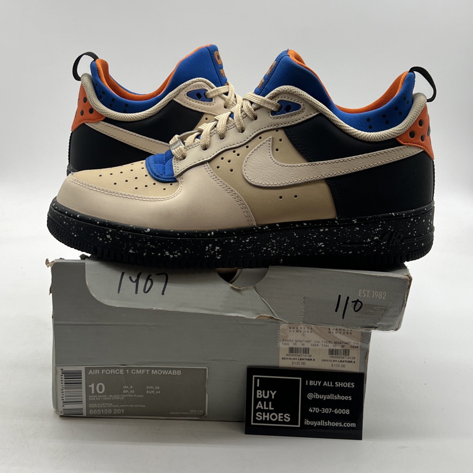 Size 10 - Nike Air Force 1 CMFT Mowabb Brown (658159-201)