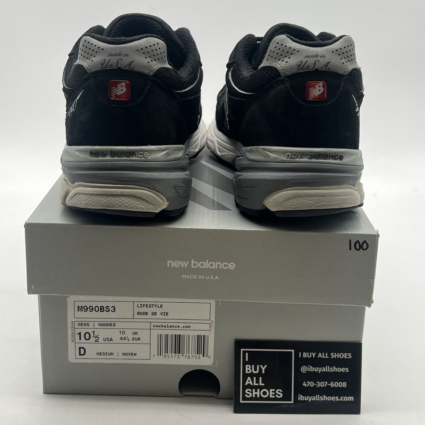 Size 10.5 - New Balance 990v3 Black And Silver (M990BS3)