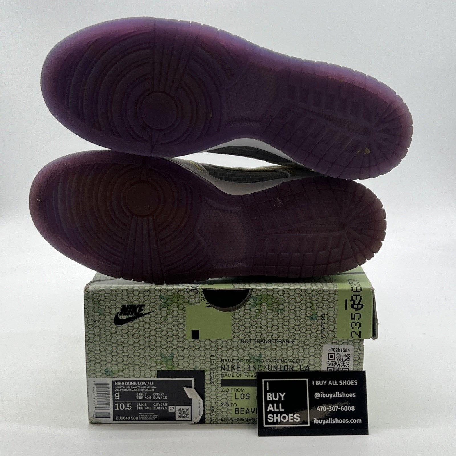 Size 9 - Nike Union LA x Dunk Low Passport Pack - Court Purple (DJ9549-500)