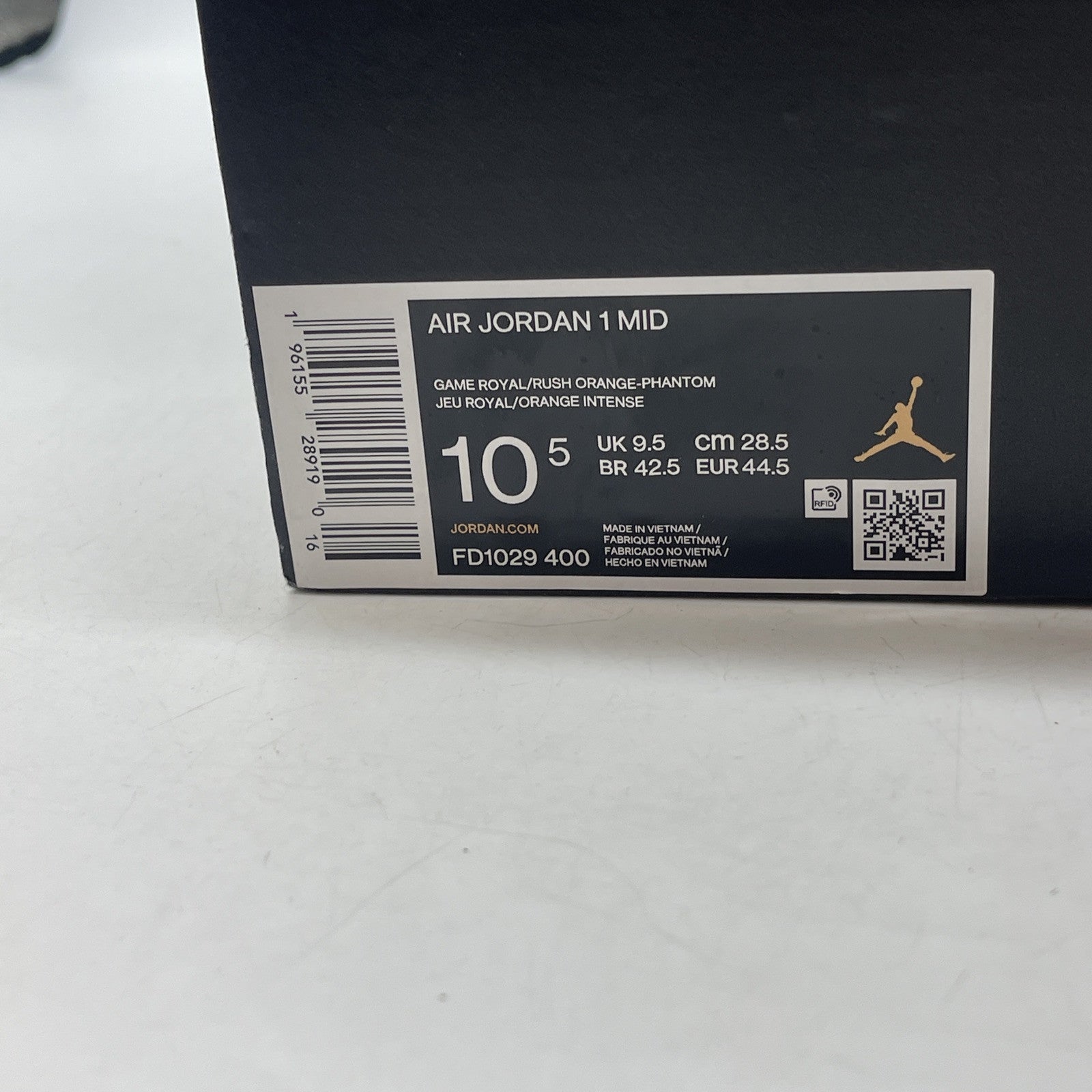 Size 10.5 - Jordan 1 Mid Knicks 2023 Blue White Orange Leather (FD1029-400)
