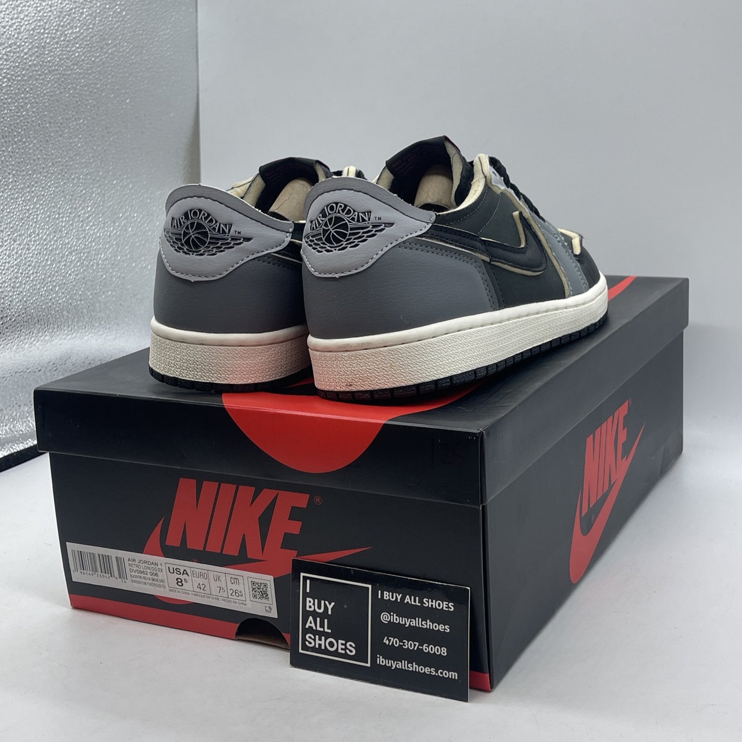 Size 8.5 - Jordan 1 Retro Low OG EX Dark Smoke Gray Suede (DV0982-006)