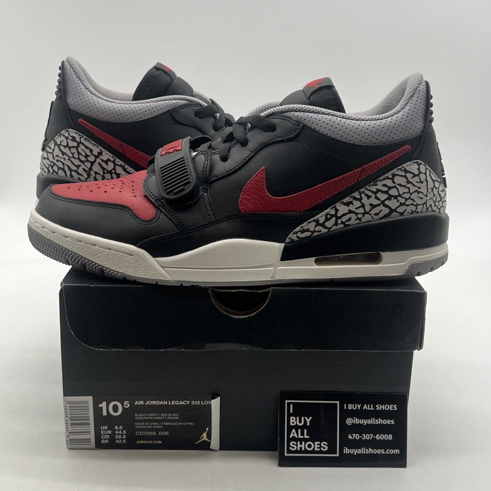 Size 10.5 - Jordan Legacy 312 Low Bred Cement (CD7069-006)
