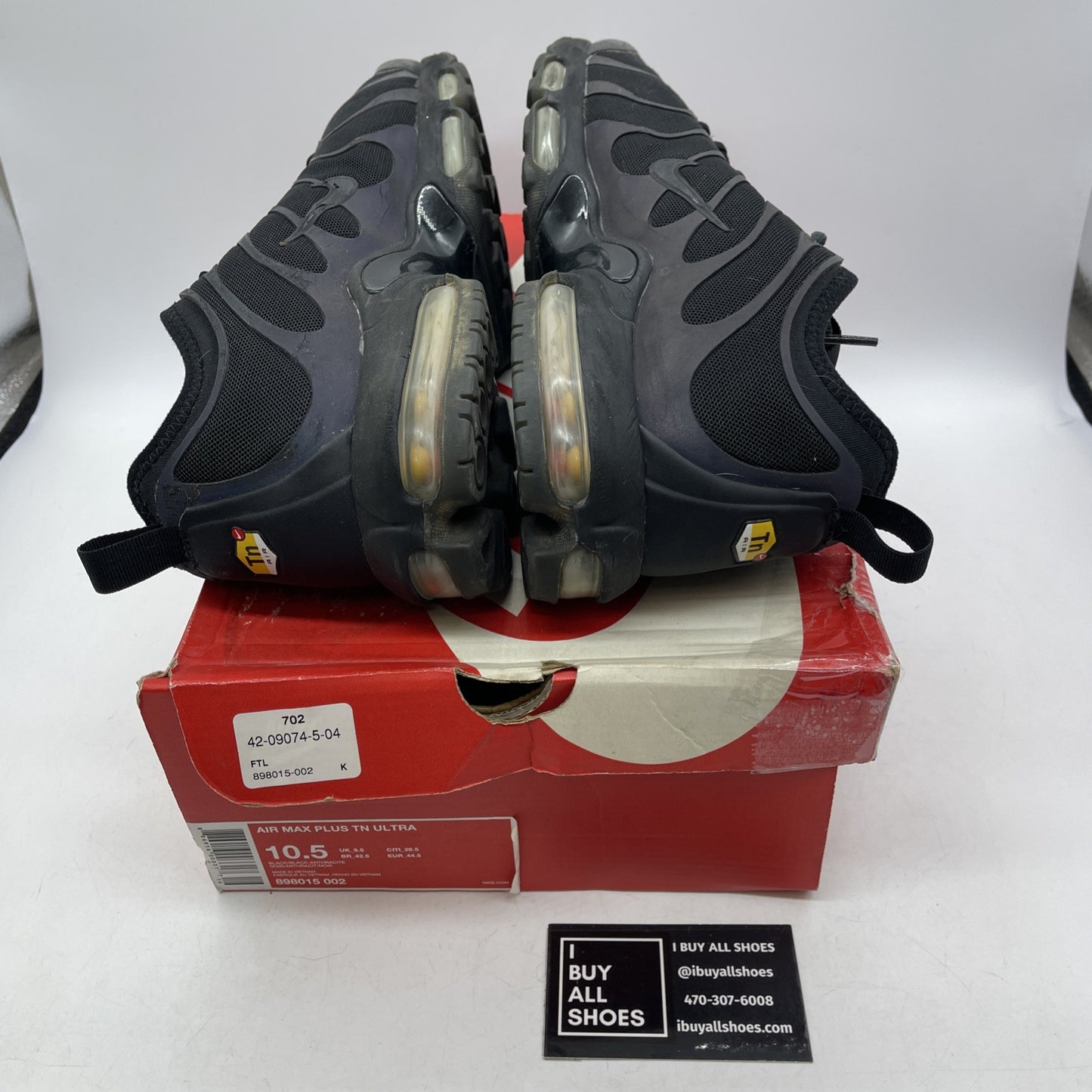 Size 10.5 - Nike Air Max Plus TN Ultra Triple Black Suede (898015-002)