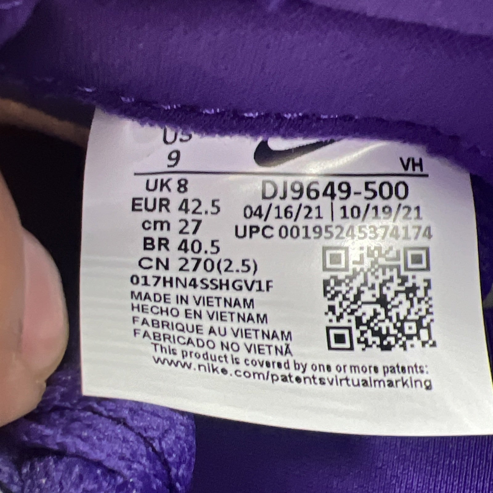 Size 9 - Nike Union LA x Dunk Low Passport Pack - Court Purple (DJ9549-500)