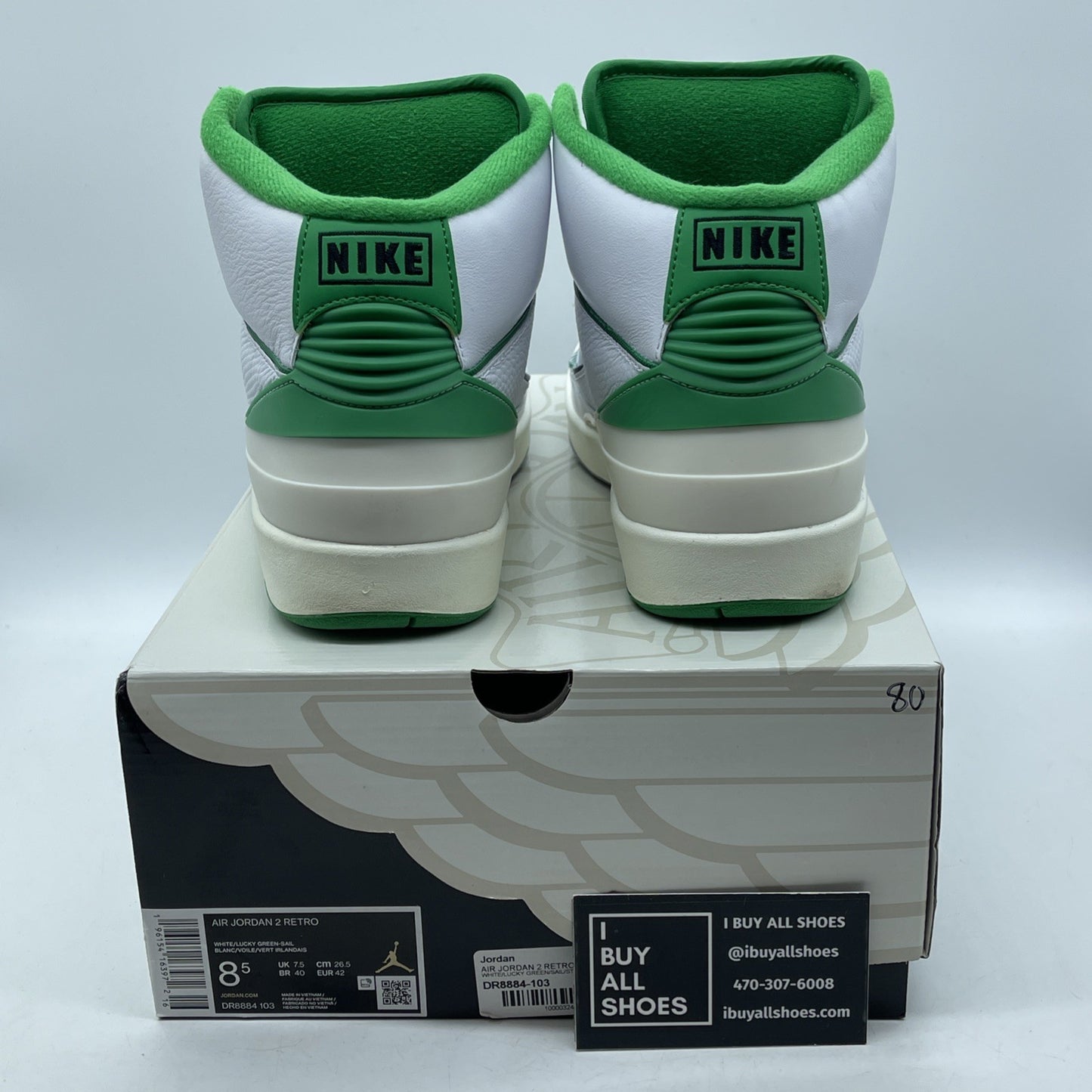 Size 8.5 - Jordan 2 Retro Lucky Green White Leather (DR8884-103)