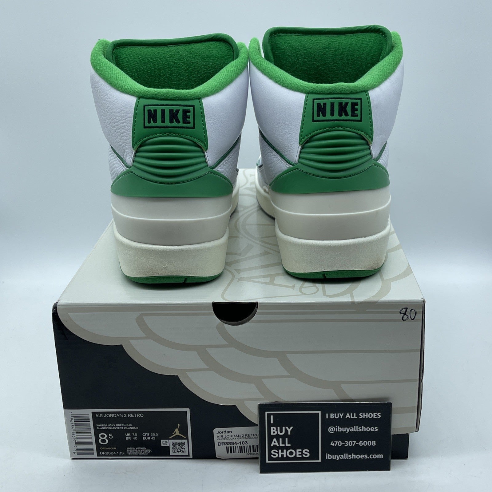 Size 8.5 - Jordan 2 Retro Lucky Green White Leather (DR8884-103)