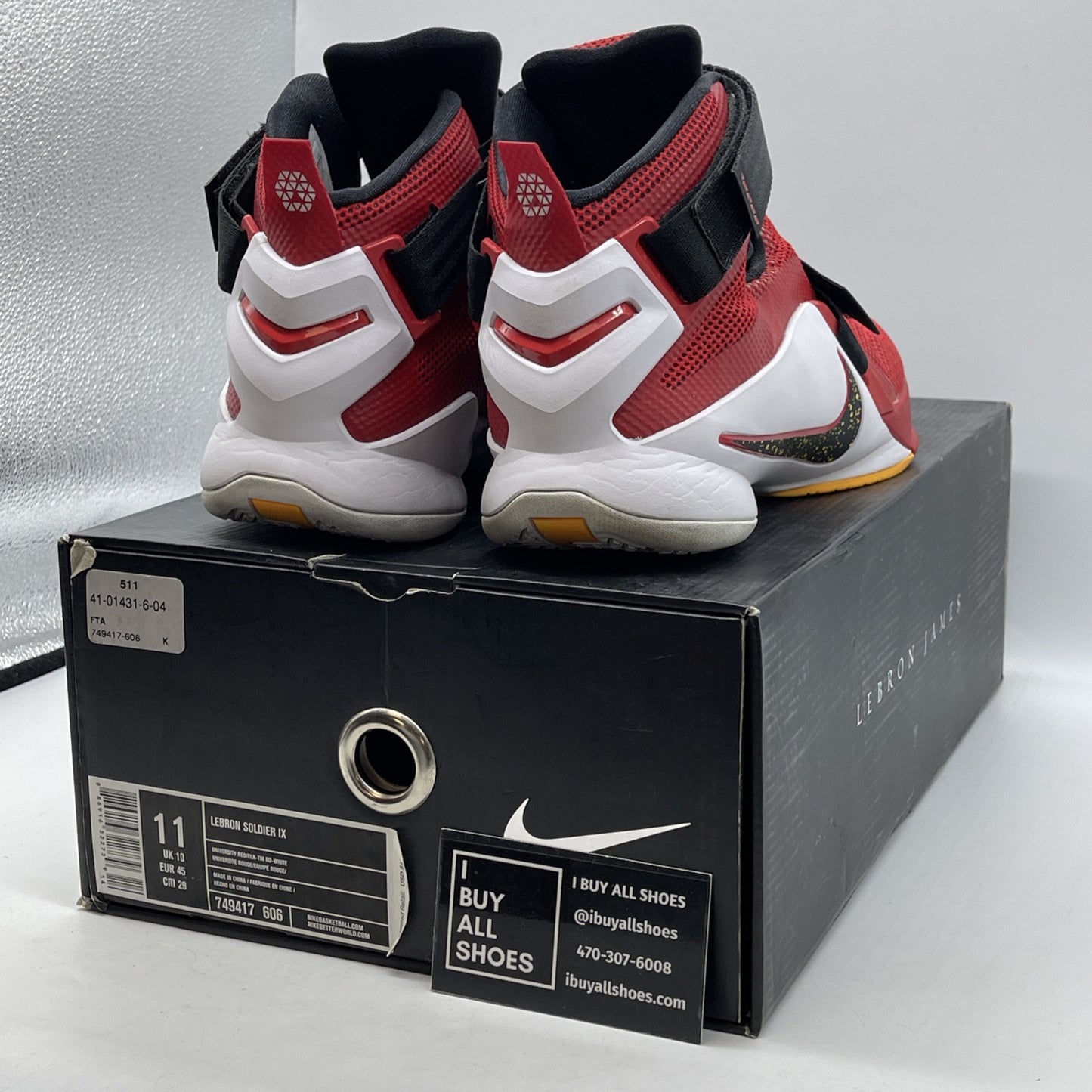 Size 11 - Nike LeBron Soldier 9 University Red Black Suede Leather (749417-606)