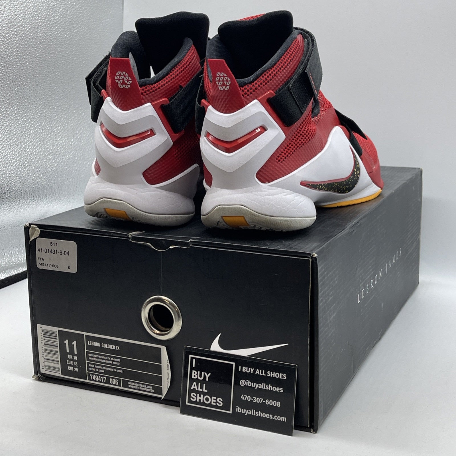 Size 11 - Nike LeBron Soldier 9 University Red Black Suede Leather (749417-606)
