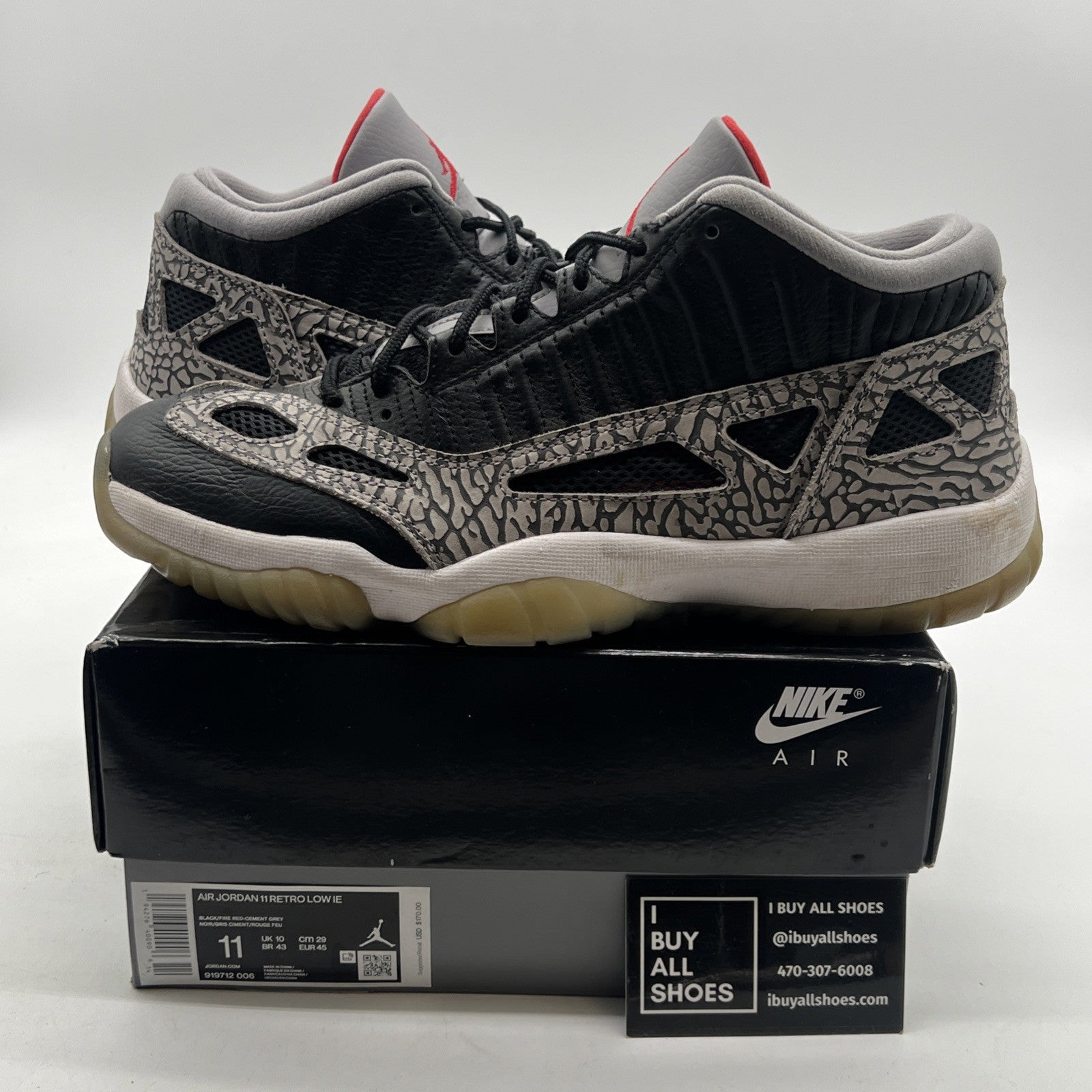 Size 11 - Air Jordan 11 Retro IE Low Black Cement (919712-006)