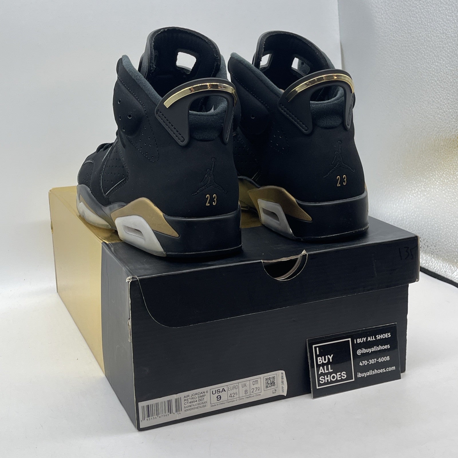 Size 9 - Jordan 6 Retro Defining Moments Black Gold Suede (CT4954-007)