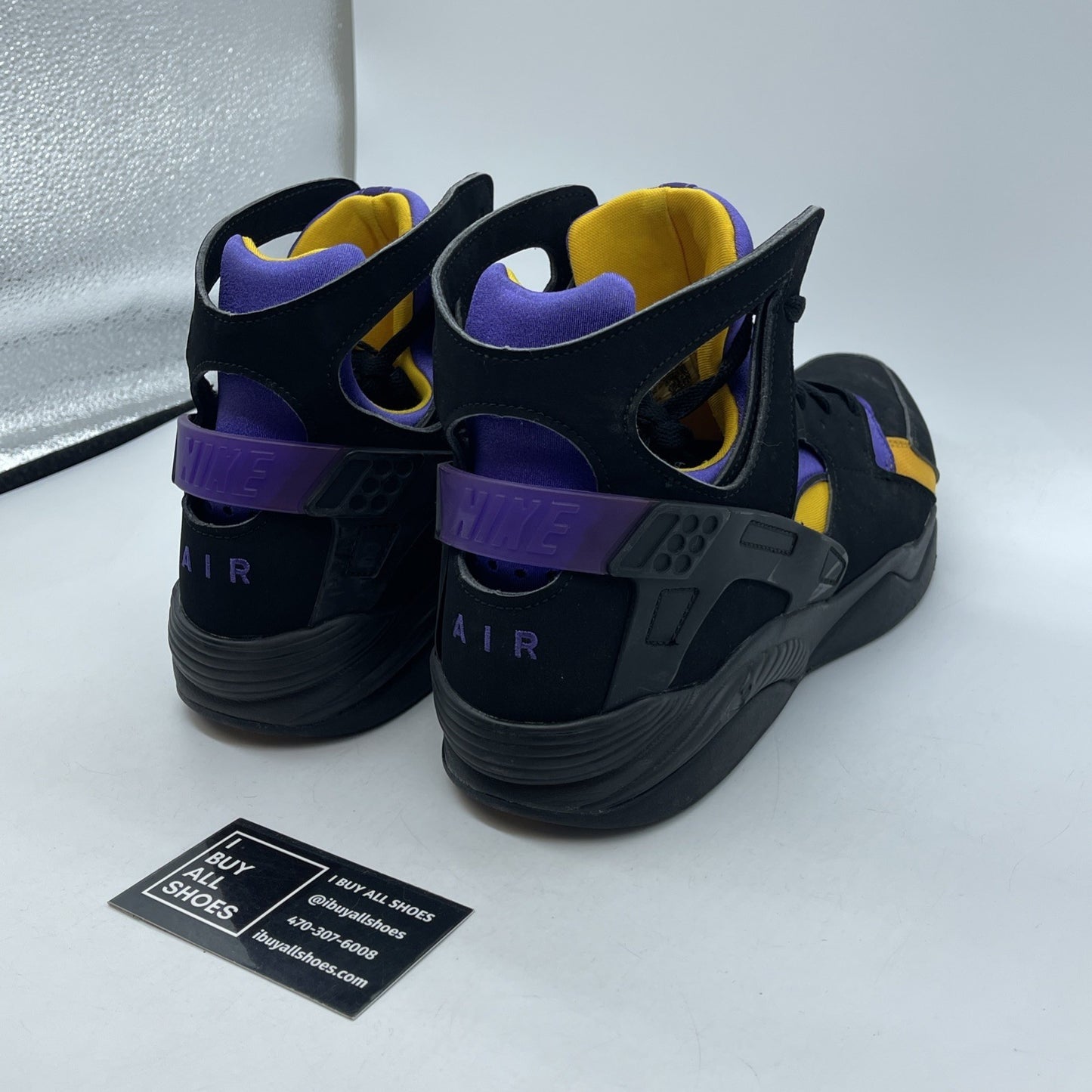 Size 11 - Nike Air Flight Huarache Lakers Away Black Suede Leather (FD0188001)