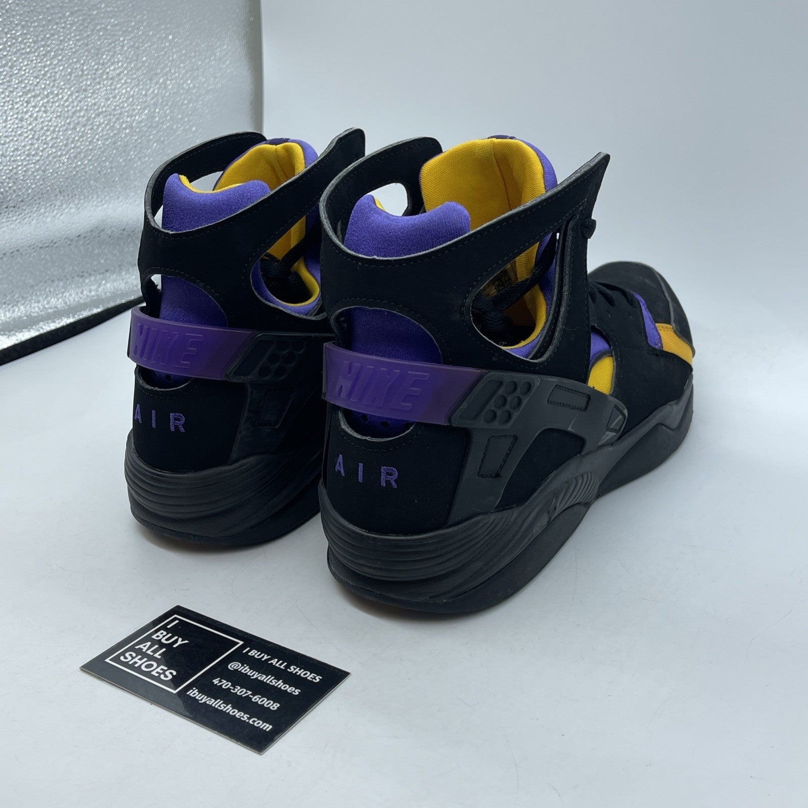 Size 11 - Nike Air Flight Huarache Lakers Away Black Suede Leather (FD0188001)